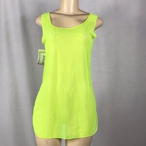 Zuliana Size S/M Neón Yellow Mesh Beach Dress. Made in USA. New With Tags